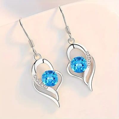 Eclipse Heart Drop Earrings | White Gold 18k