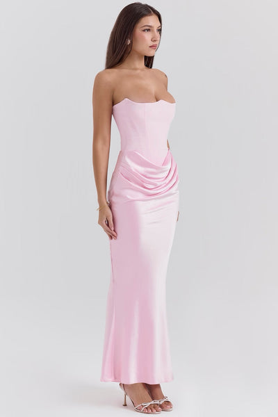 Hera | Elegant Retro Solid Color Strapless Party Dress