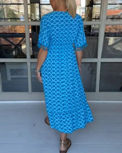 Aisha Comfortable Loose Fit V-Neck Midi Dress