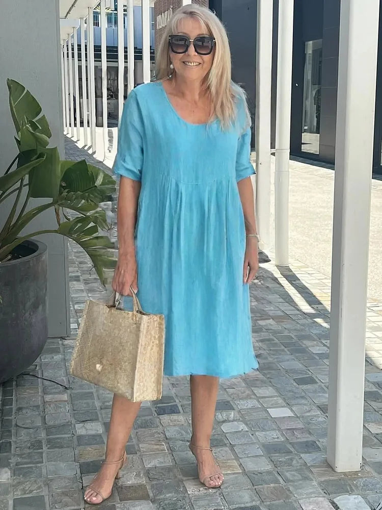 Noara - Casual Cotton Pocket Tunic Dress