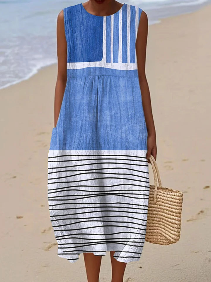 Cheryl | Elegant Color-Block Print Dress