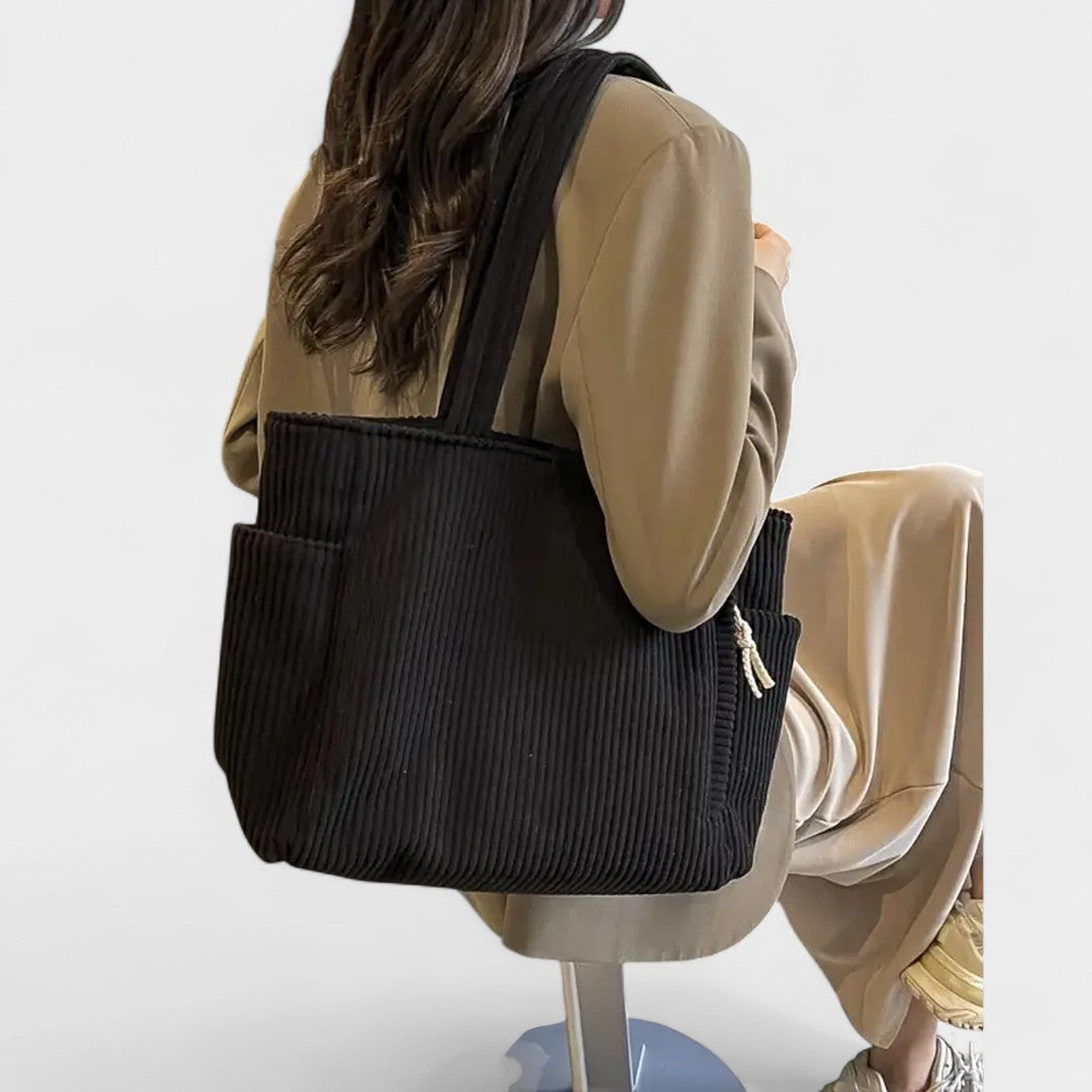 Tilda – Ribbed Tote Bag with Cord Detail