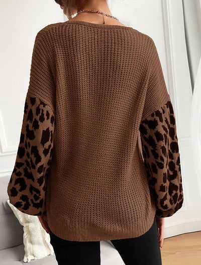 Leopard Drape Knit Sweater