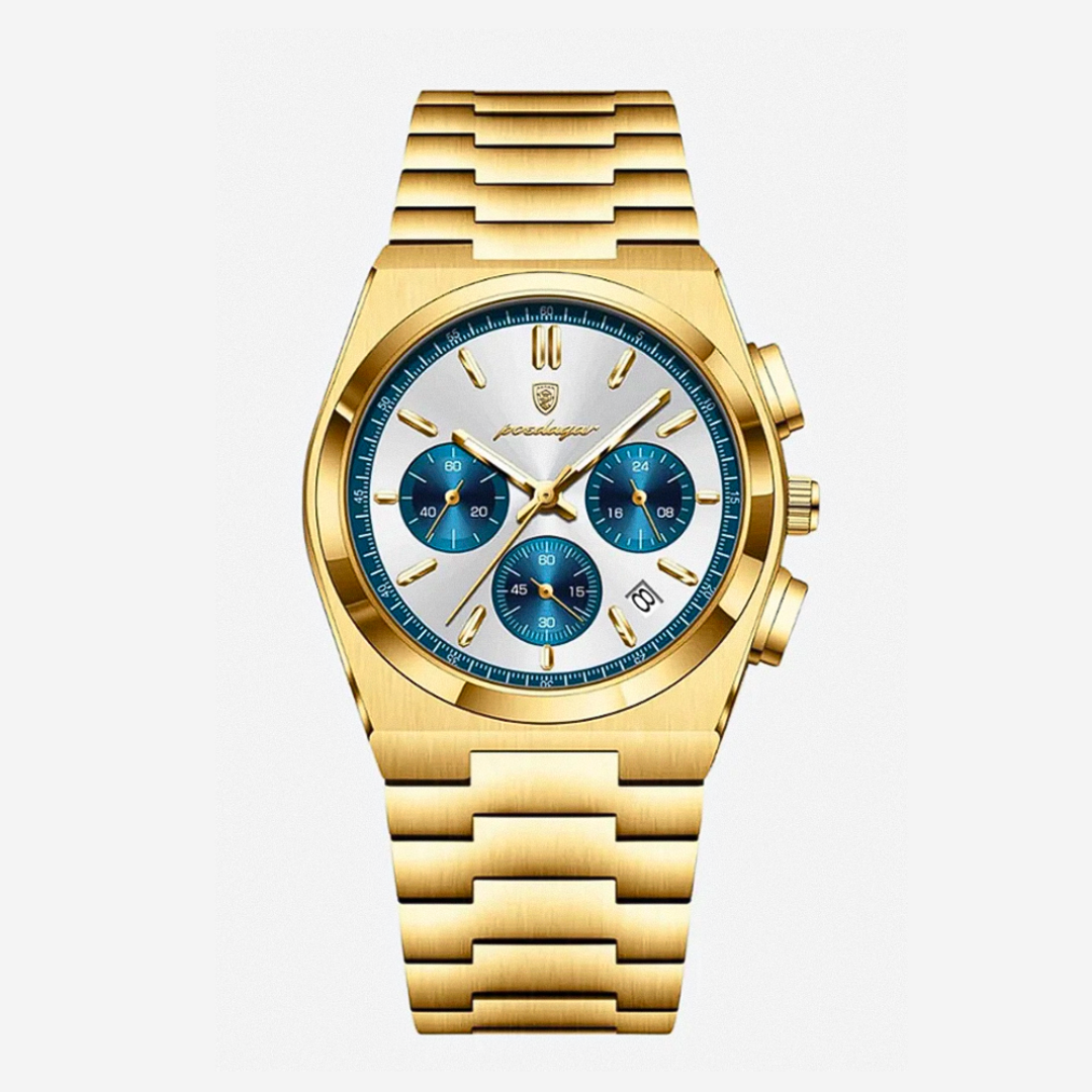 Logan | Sleek Steel Finish Modern Chronograph Build Watch