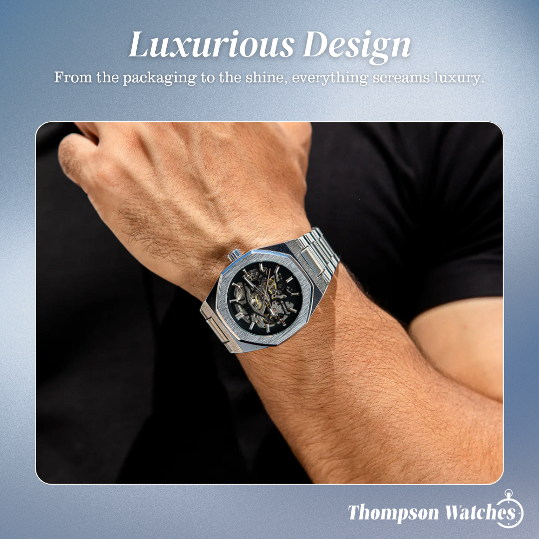 Luca | Intricate Skeleton Movement Bold Brushed Steel Watch