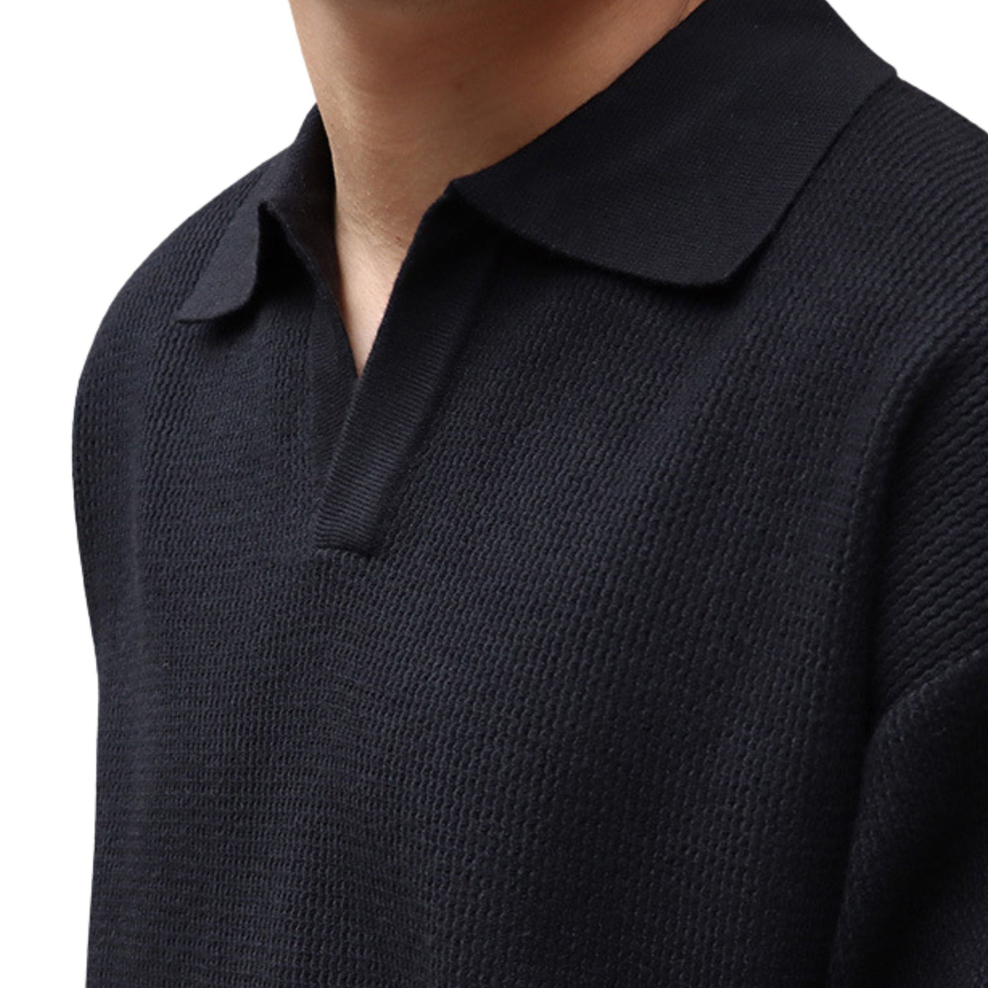 Long Sleeve Knitted Ivory Polo