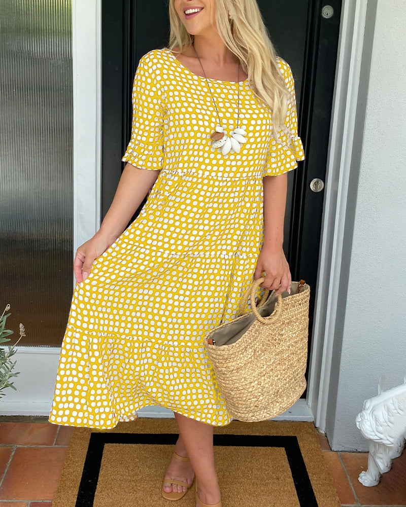 Rhea - Vintage-Inspired Polka Dot Midi Dress