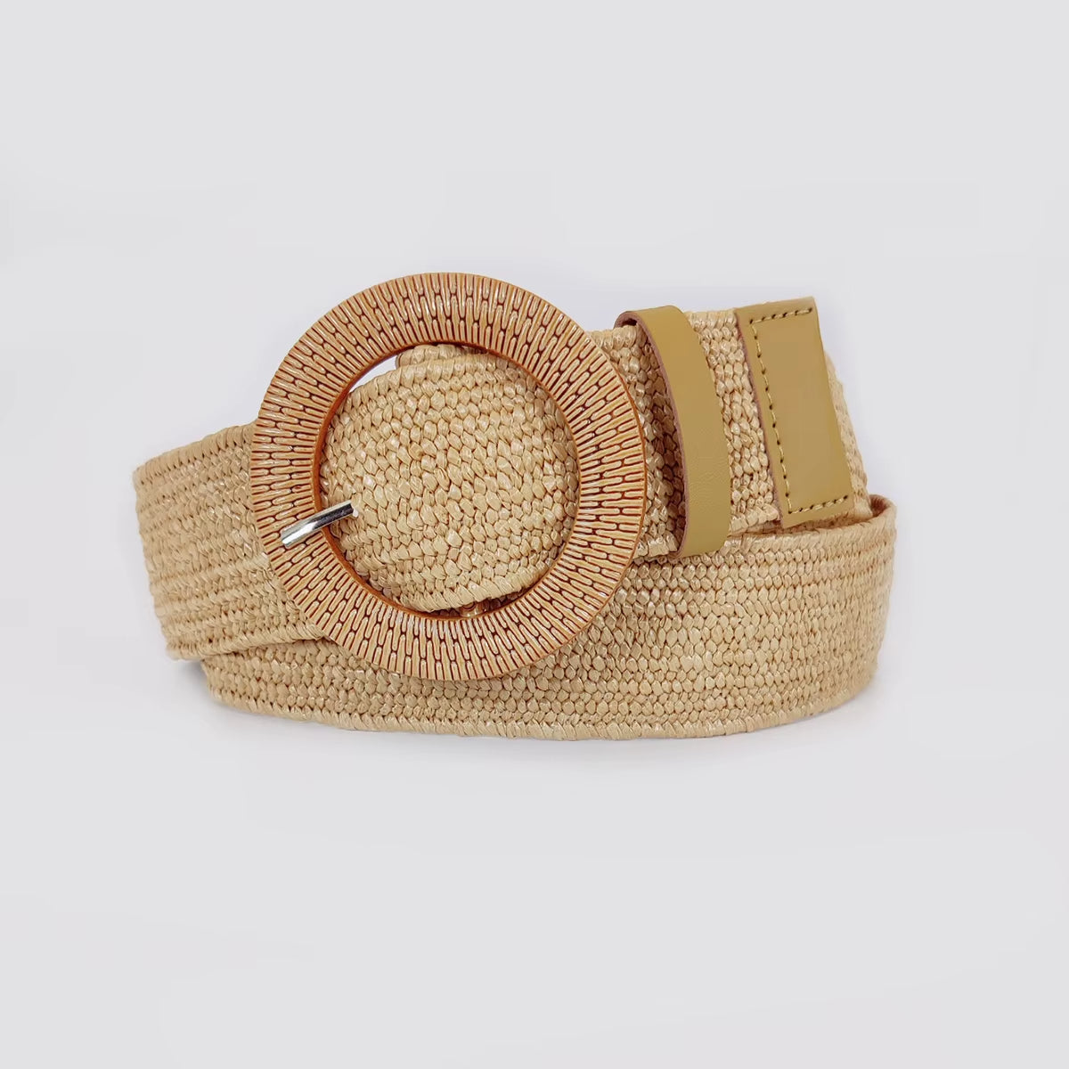 Sand & Pearl Woven Raffia Belt