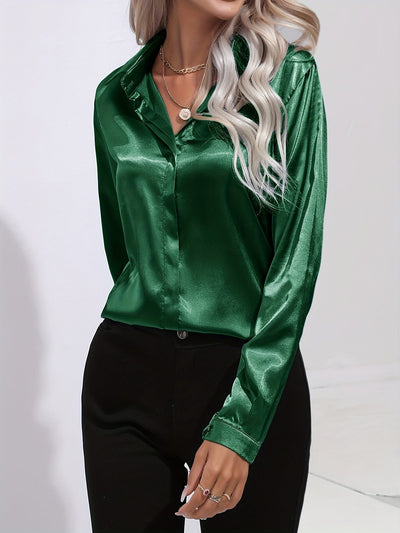 Sarah | Women’s Button Down Long Sleeve Satin Blouses