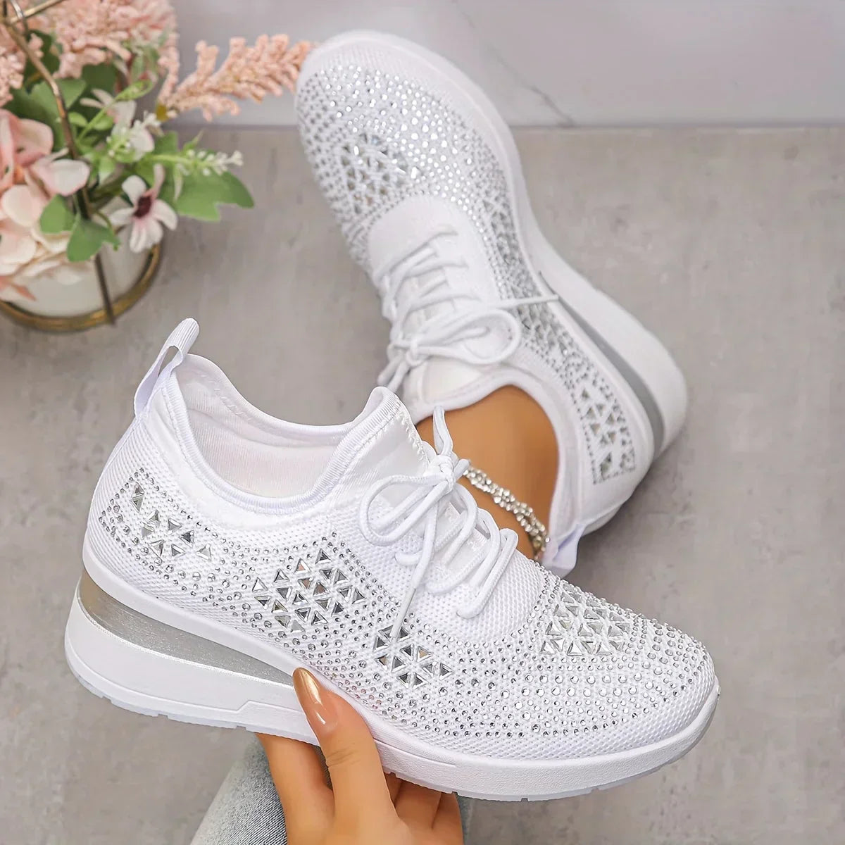 Hannah | Orthopedic Sneakers with Sparkling Rhinestones