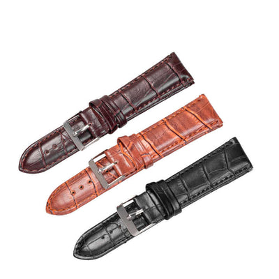Crocodile Embossed Durable Leather Watch Band