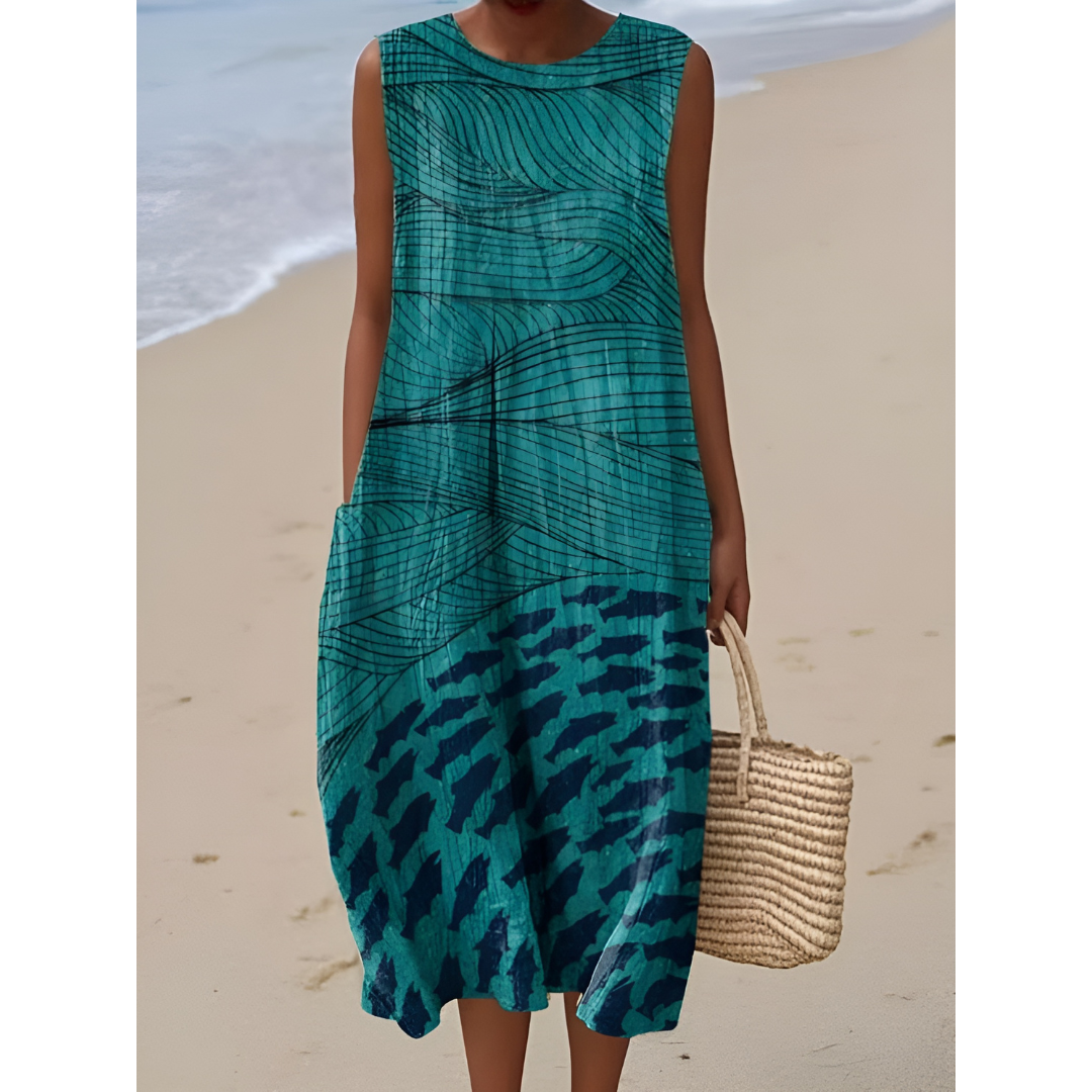 Nayeli – Ocean Current Sleeveless Dress