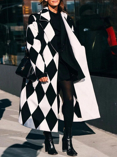 Avencea - Elegant Long Sleeve Reversible Wool Coat