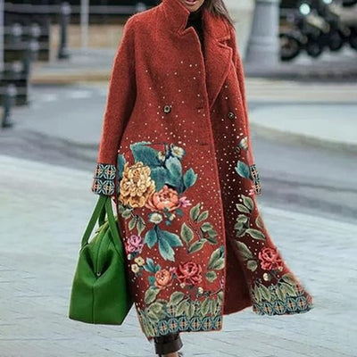 Avencea - Elegant Long Sleeve Reversible Wool Coat