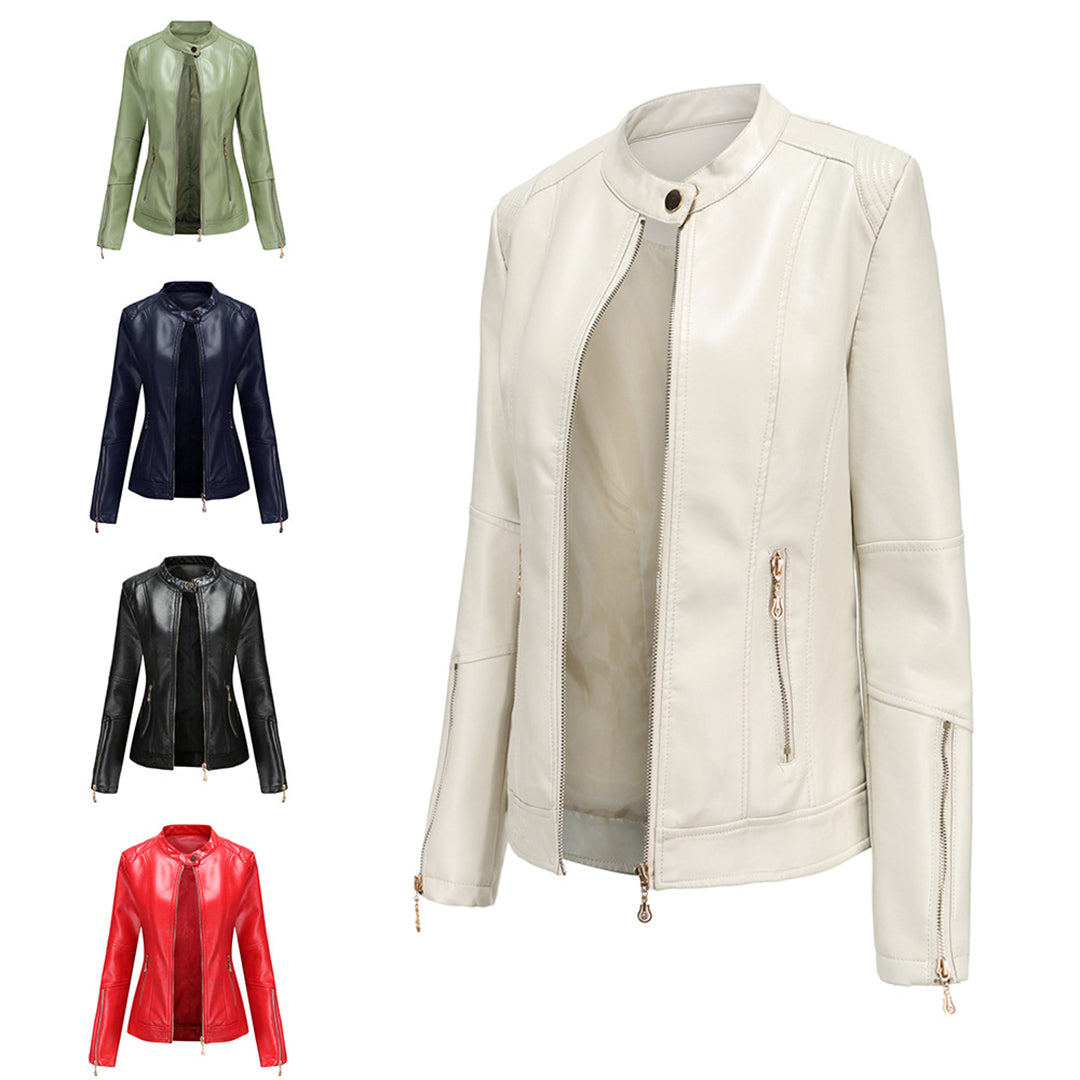 Avencea - Stylish PU Leather Jacket