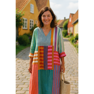 Solvina – Multicolor Artisan Cotton Dress for Women