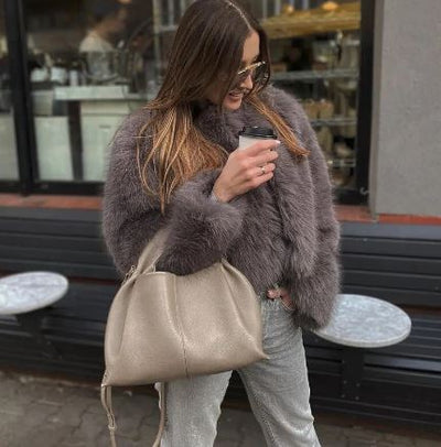 Avencea Winter Short Jackets made of Faux Fur with 100% Real Feathers