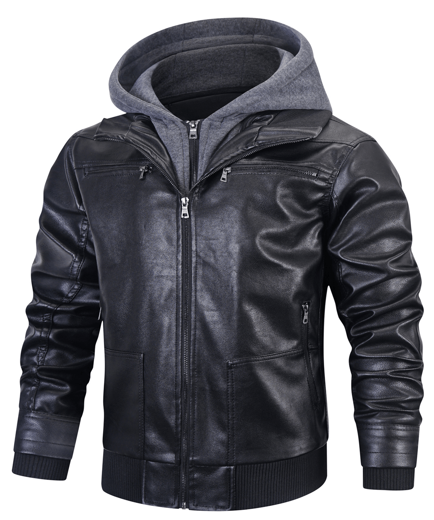 Rider Leather Hooded Jacket