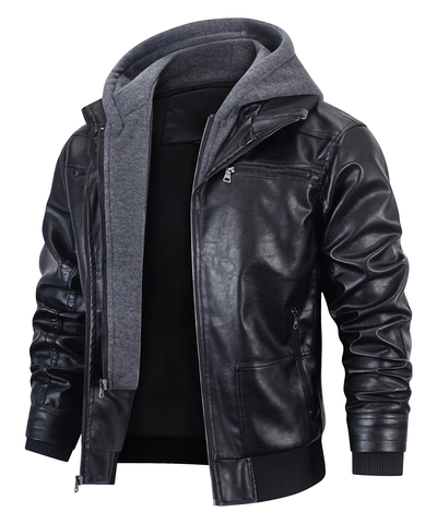 Rider Leather Hooded Jacket