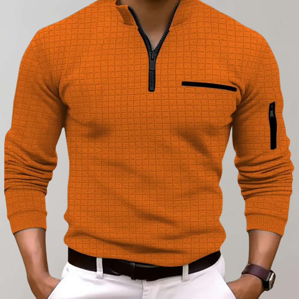 Avencea - Long Sleeve Polo Shirt for Men