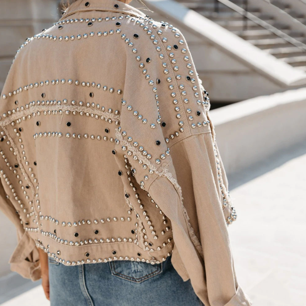 Rachel | Women’s Studded Short Cropped Casual Jacket