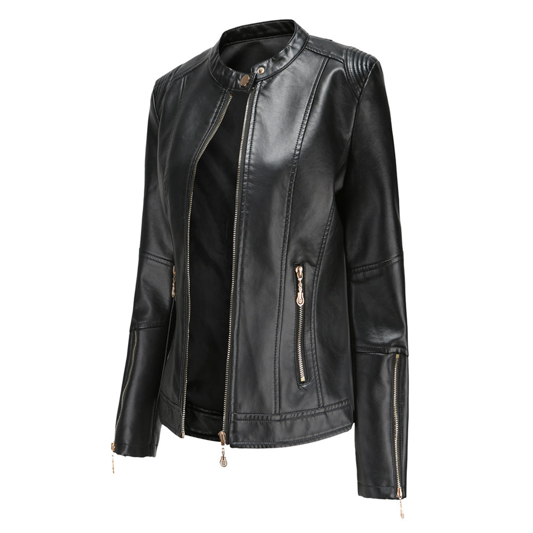 Avencea - Stylish PU Leather Jacket