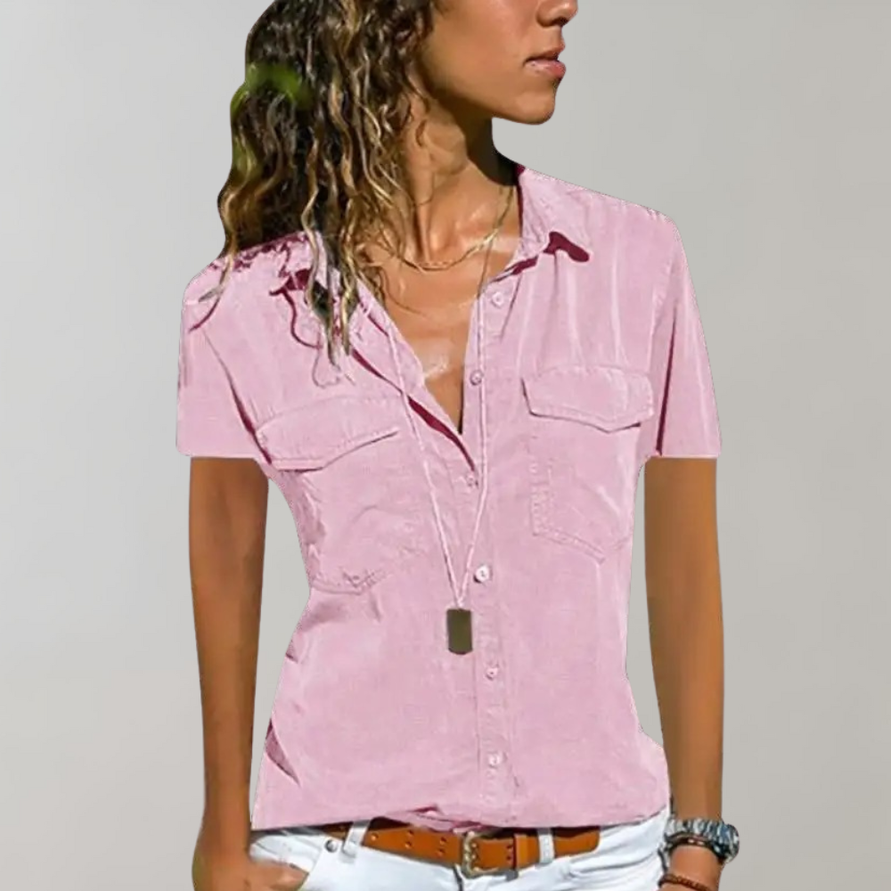Avencea - Women's Blouse with Short Sleeves