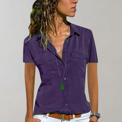 Avencea - Women's Blouse with Short Sleeves
