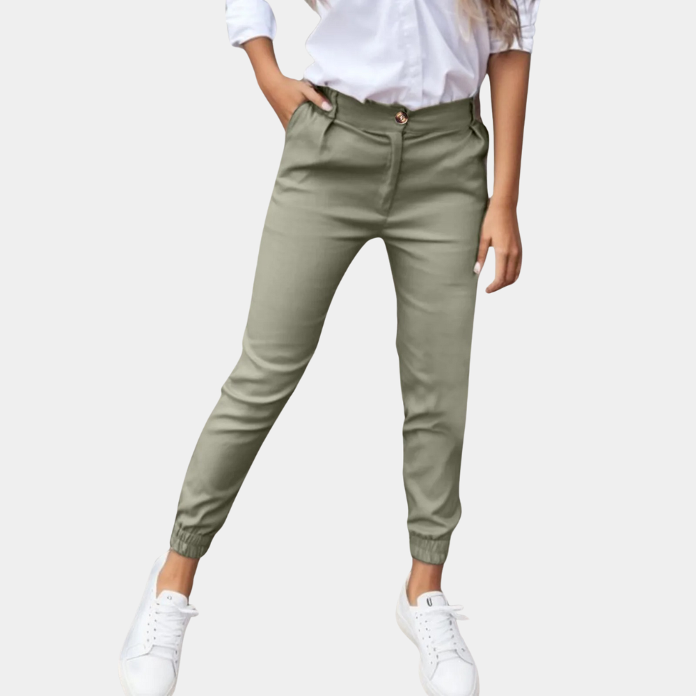 Avencea - Casual women's trousers with a high waist and stretch fabric