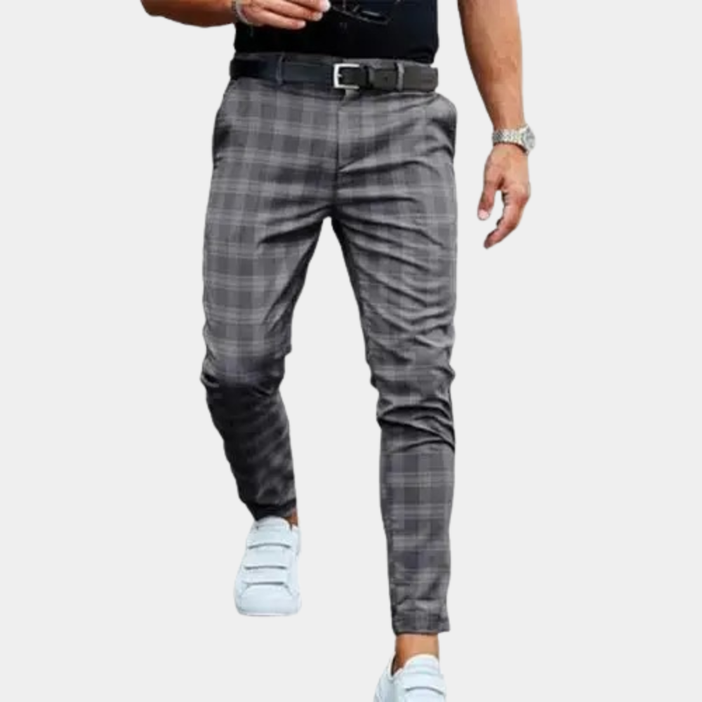 Avencea - Checked Men's Trousers Made of High-Quality Polyester and Nylon