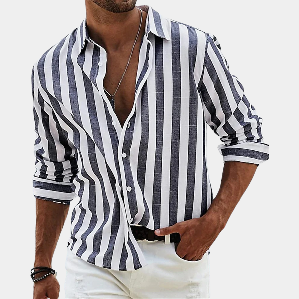 Avencea - Striped Men's Dress Shirt with Long Sleeves: Stylish and Comfortable with a Modern Twist