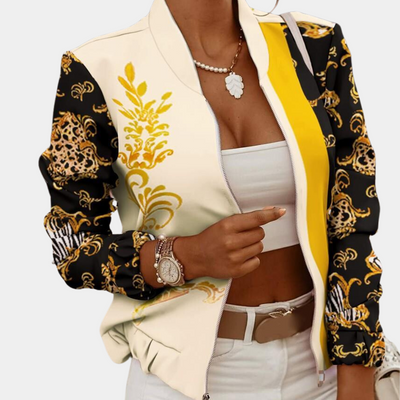Ruby | Women’s Elegant Flower Pattern Zip-Up Jacket