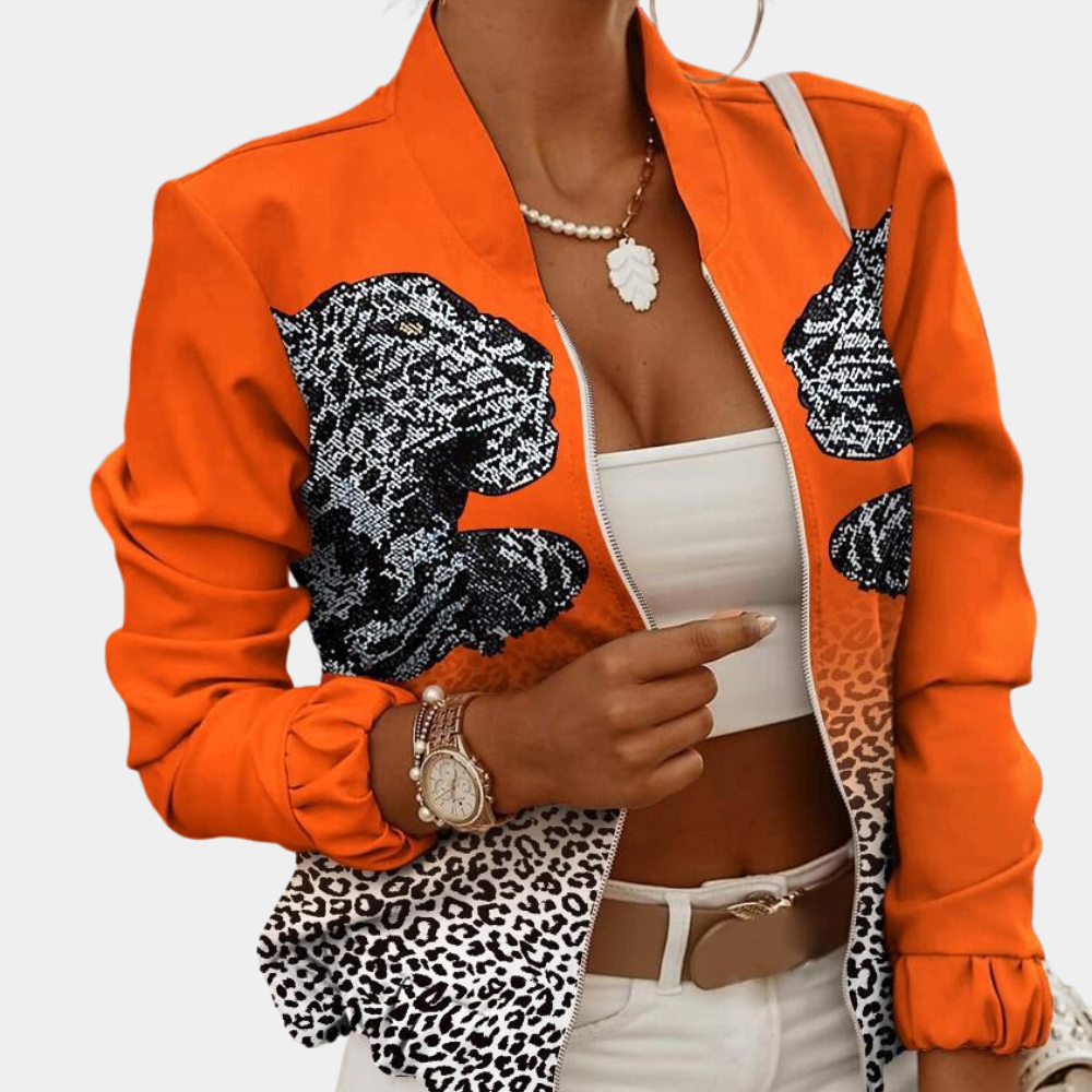 Ruby | Women’s Elegant Flower Pattern Zip-Up Jacket