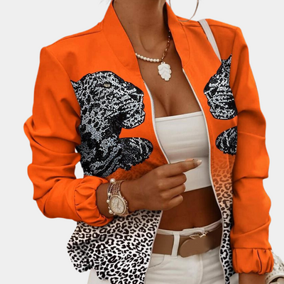Ruby | Women’s Elegant Flower Pattern Zip-Up Jacket