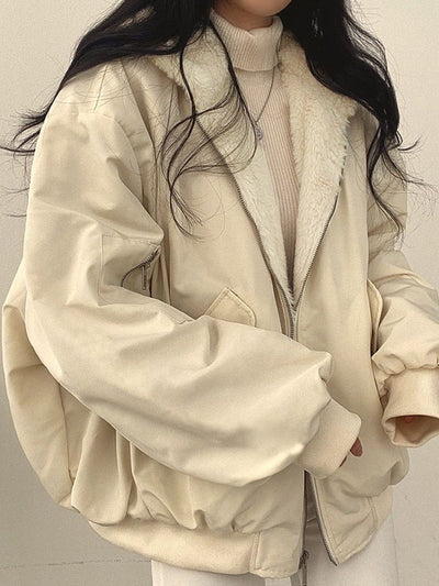 Reversible Oversized Fleece Jacket with Hood - Classic Chic and Design - Exclusive at Avencea