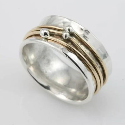 Vintage Gold Layered Silver Ring | Mixed Gold 14k