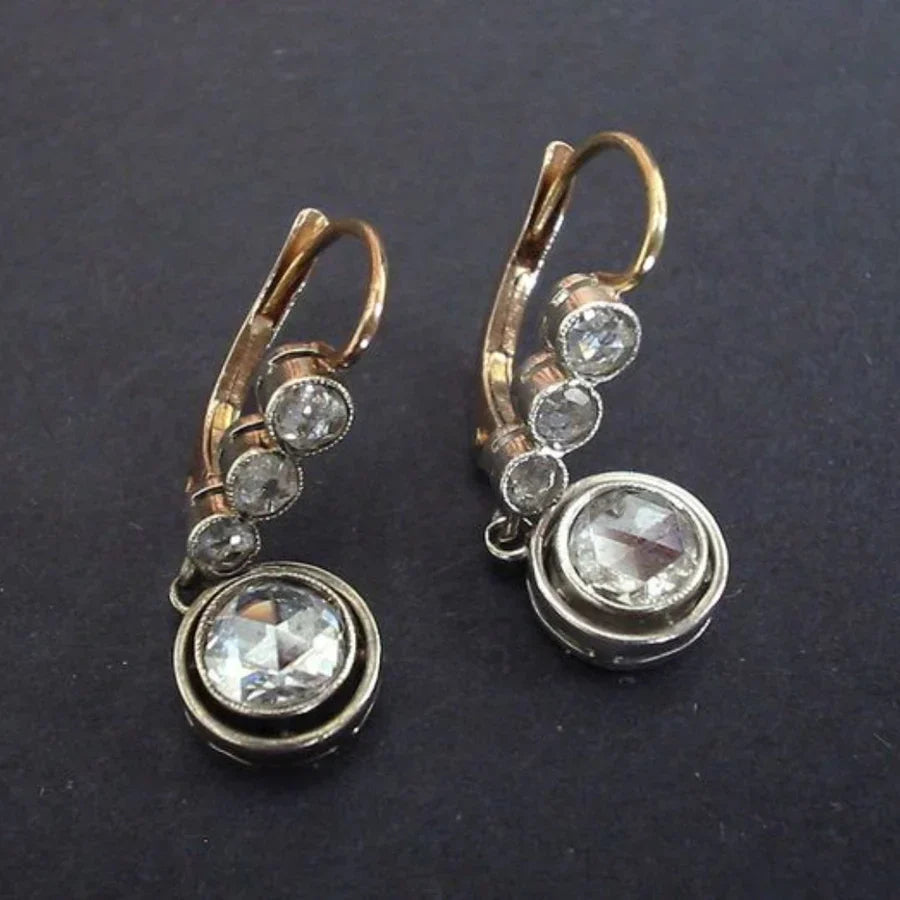 Antique Zirconia Golden Earrings | Gold 16k