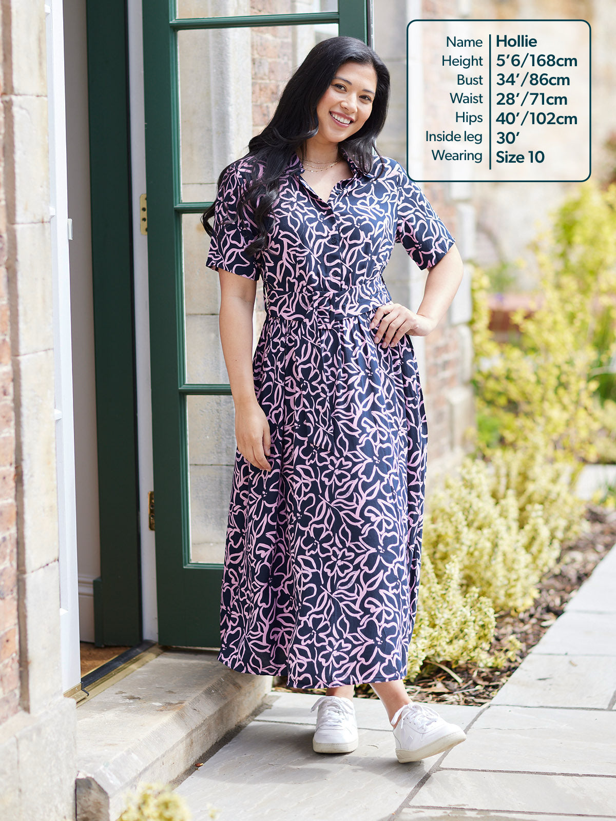 Camilla Dress - Navy Linear Floral