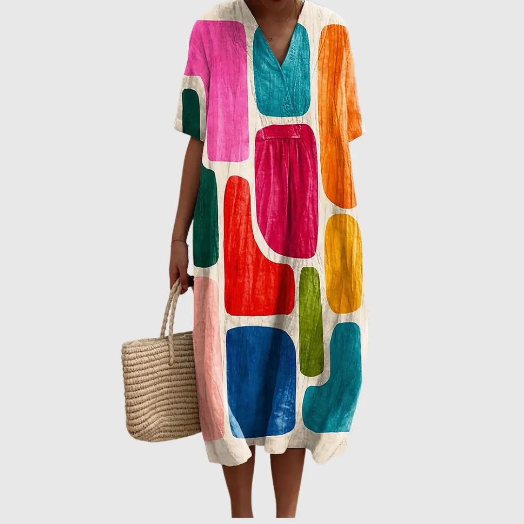 Tilly | Retro Pop Colorblock Midi Dress