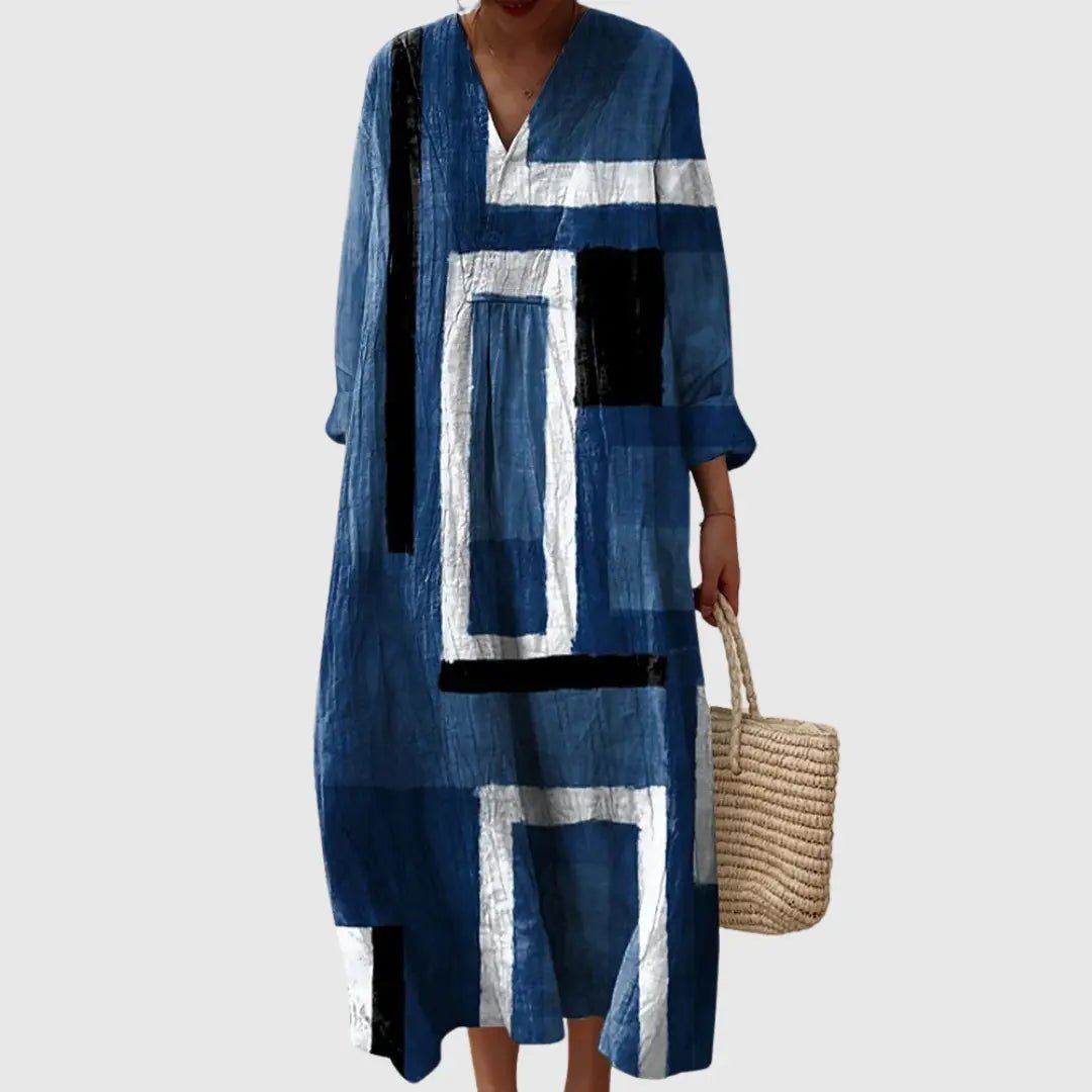 Brielle | Modern Indigo Abstract Midi Dress