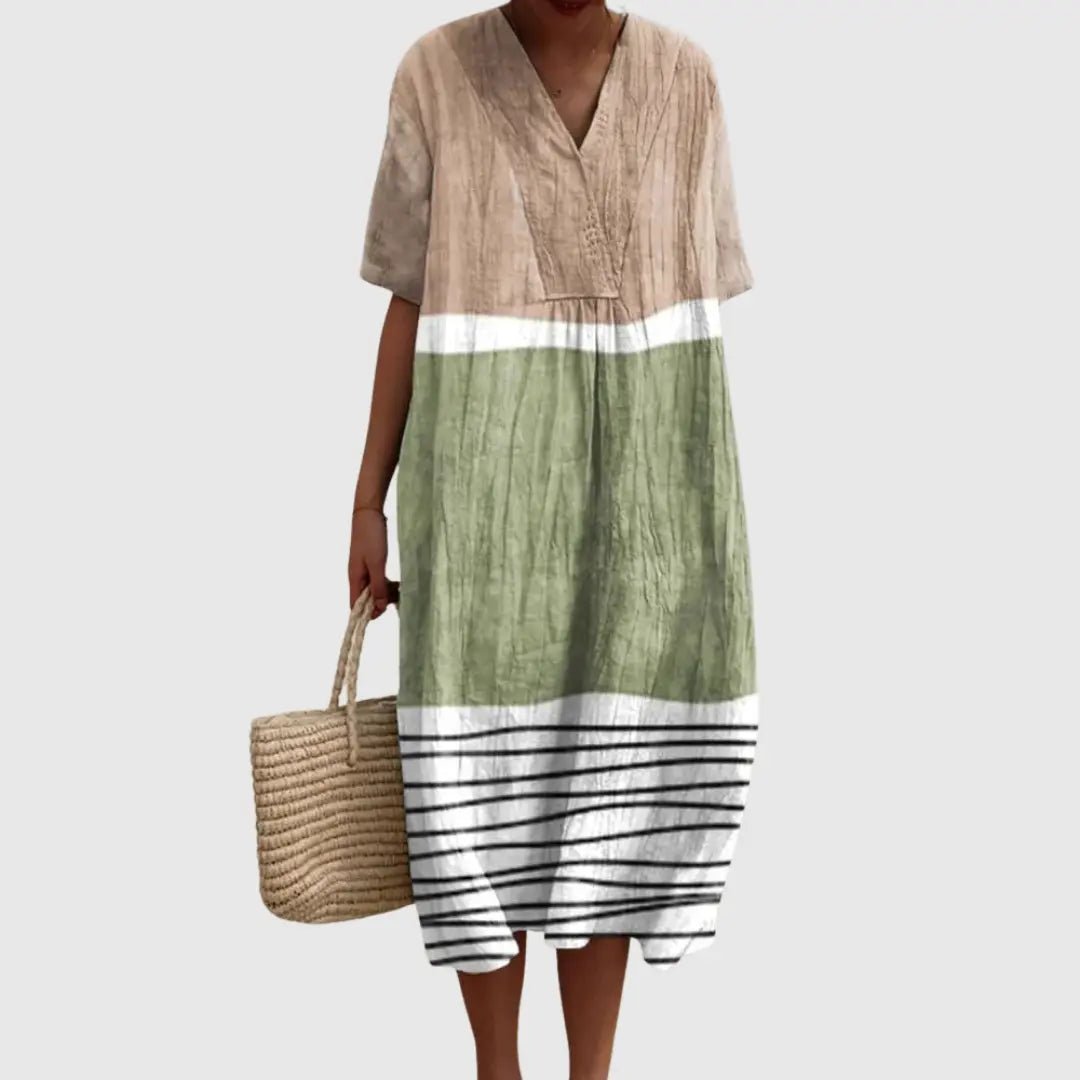 Clara | Earthtone Stripe Midi Dress