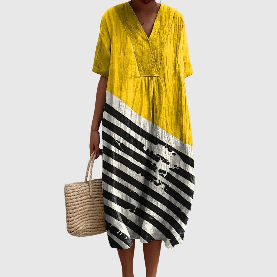 Daisy | Bold Stripe & Sunshine Midi Dress