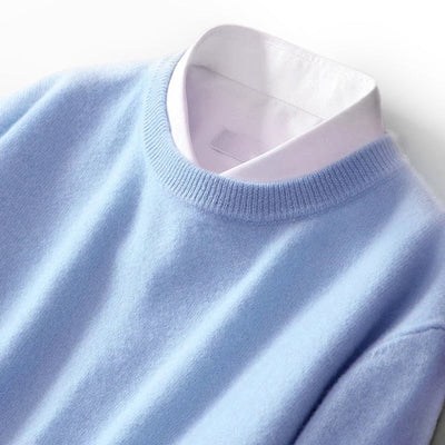 Cashmere Wool Blend Men’s Sweater with Crew Neck