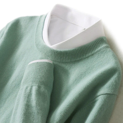 Cashmere Wool Blend Men’s Sweater with Crew Neck