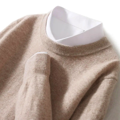 Cashmere Wool Blend Men’s Sweater with Crew Neck