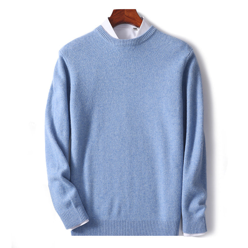Cashmere Wool Blend Men’s Sweater with Crew Neck