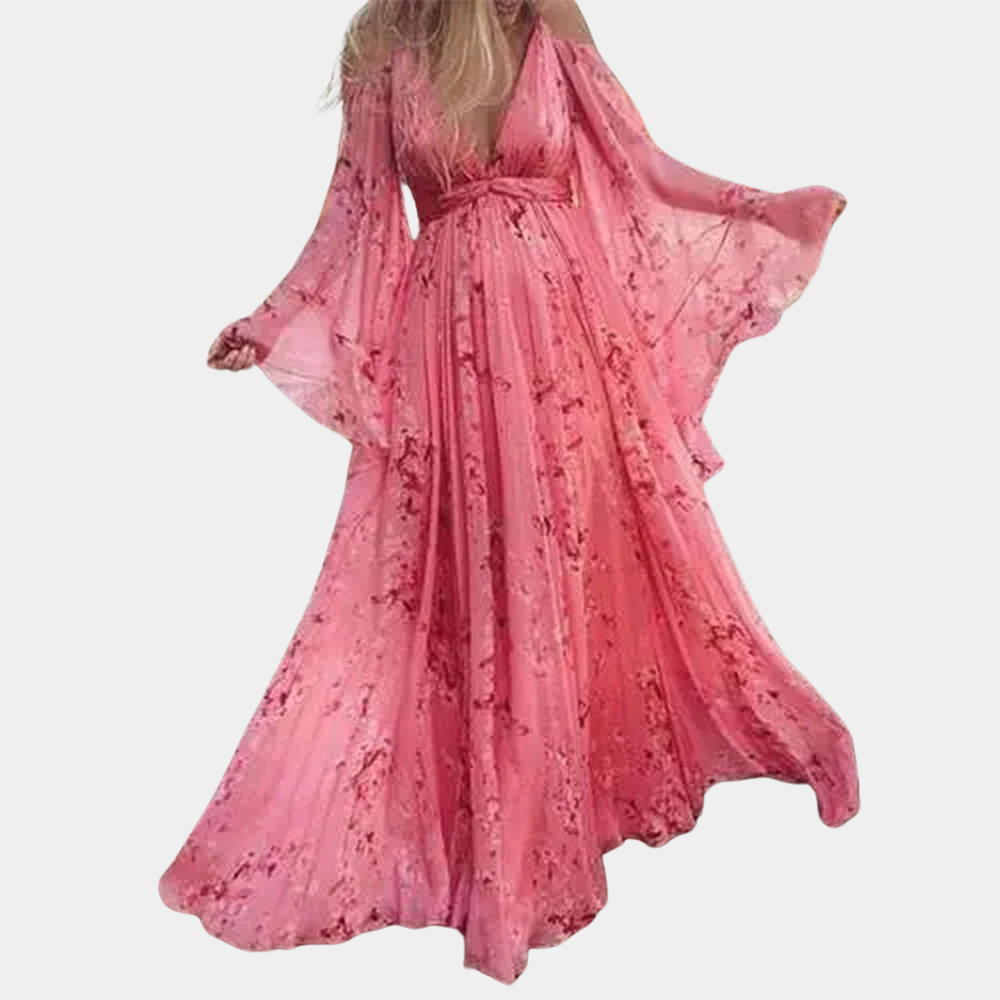 Avencea - Pink Long Wide Maxi Dress for Women