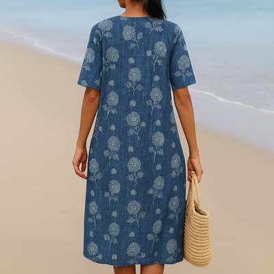 Alma | Indigo Blue Floral Dress