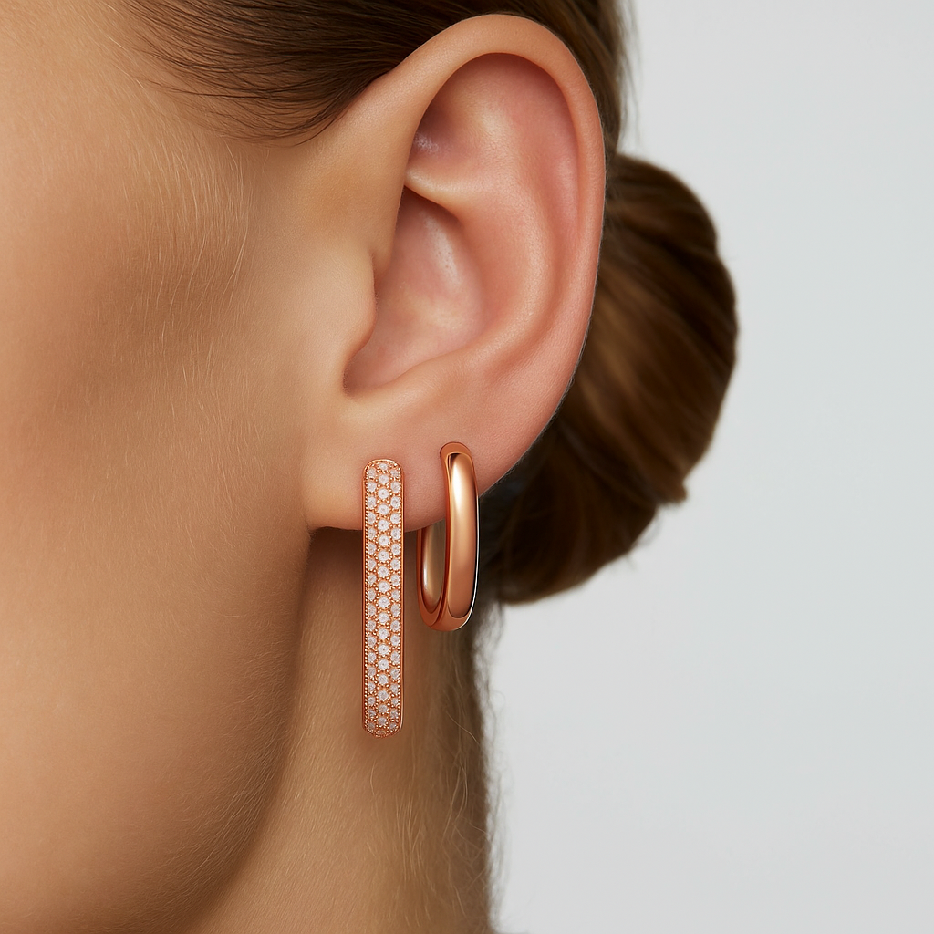 Large Icon Pavé Hoops | Rose Gold 16k