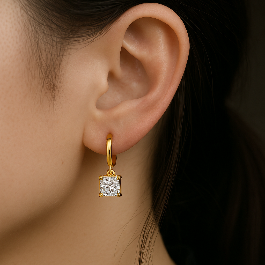 Aurora Square Drop Earrings | Gold 16k